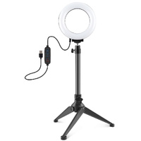 Usb 3 Modes Dimmable Led Ring Light with Tripod Holder and Cold Shoe Ball Head - 4.7 Inch Diameter thumbnail