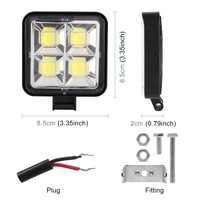 Car Square Work Light With 4 Cob Lamp Beads thumbnail