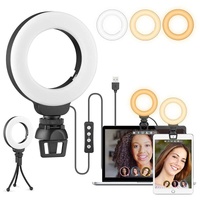 48leds Laptop Camera Beauty Ring Light - Clip Set 4-inch - Clip With Tripod thumbnail