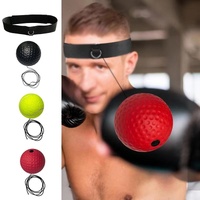 Indoor Boxing Reflex Training Ball With Headband - Black Pu Speed Ball - Rubber Ball Red thumbnail