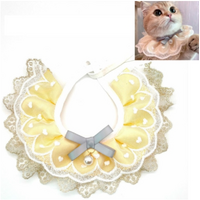 Pet Bib Adjustable Saliva Towel Lace Pearl Pendant Dog Collar - Size S thumbnail