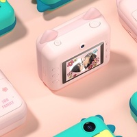 32gb Children Instant Camera with Dual-lens and Mini Print - Pink Cat - Green Dinosaur 32Gb thumbnail