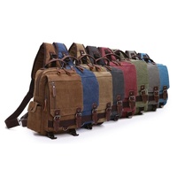 Khaki Canvas Chest Bag For Outdoor Travel Messenger Style thumbnail