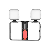 Vlogging Live Broadcast Smartphone Video Rig With Led Selfie Light And Stabilizer Handle thumbnail