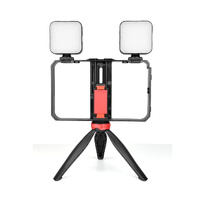 Vlogging Live Broadcast Led Selfie Light Video Rig With Smartphone Handle And Tripod thumbnail