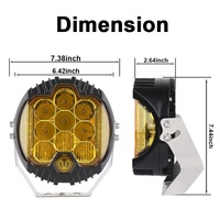 7 Inch Dc12V - 30V 8000Lm 6500K 90W Car Led Light On Three Sides Headlight For Jeep Wrangler Gold Light thumbnail