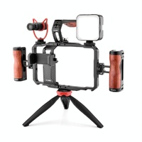 Vlogging Live Broadcast Smartphone Video Rig With Led Light And Mic thumbnail