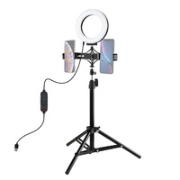 Live Broadcast Dual Phone Bracket with 70cm Tripod & 6.2 Inch 16cm Led Ring Light Kit thumbnail
