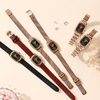 Waterproof Women Quartz Watch with Mini Dial and Steel Band - Maroon thumbnail