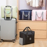 Folding Travel Bag with Trolley Case for Luggage - Black thumbnail