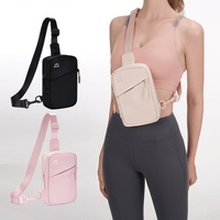 Lightweight Outdoor Sports Chest Bag Cell Phone Crossbody Pack - Black thumbnail