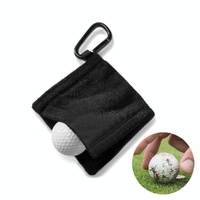 Grey Microfiber Golf Ball Cleaning Towel with Carabiner Hook thumbnail