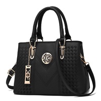 Women Leather Messenger Handbag - Stylish and Functional - Black thumbnail