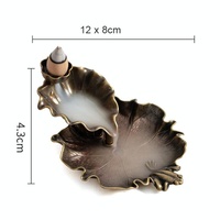 Bronze Lotus Leaf Inverted Incense Burner - Antique Indoor - Copper Colour thumbnail