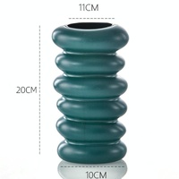 Imitation Glaze Porcelain Spiral Vase for Wet & Dry Flower Arrangements - Dark Green thumbnail