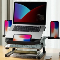 Foldable Aluminum Laptop Stand - Double Layer Heightening Bracket Black thumbnail
