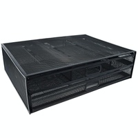 Double Iron Desktop Stand with Drawer for Height Increase and Storage - Black thumbnail