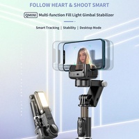 Desktop Gimbal Stabilizer with Fill Light and Selfie Stick - Black thumbnail