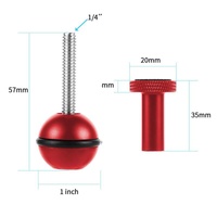 Adjustable Ball Head Adapter for Underwater Photography Lights - 1/4 Inch Red thumbnail