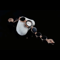 Black Round Dial Bracelet Quartz Wristwatch for Women thumbnail