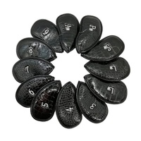 Versatile 12-piece Golf Club Cap Set in Black Pu Leather with Litchi Texture thumbnail