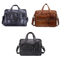 Men 15.6 Inch Business Handbag Casual Singer Shoulder Messenger Bag - Rusty Black thumbnail