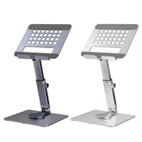 Portable Telescopic Desktop Phone Stand - Foldable & Rotating - Silver thumbnail