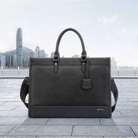 Large-capacity Leather Laptop Messenger Briefcase in Black thumbnail