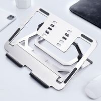 Foldable Aluminum Laptop Stand for Desktop Cooling - Elegant Silver thumbnail