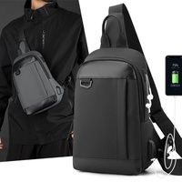 Waterproof Men Chest Bag Multifunctional Shoulder Crossbody For Riding And Casual Use - Black thumbnail
