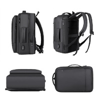 Waterproof Expandable Laptop Backpack with Usb Port - Black thumbnail