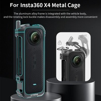 Metal Rabbit Cage & Lens Cover Set for Insta360 X4 - Black thumbnail