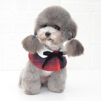 Dog Shawl Small Cloak Pet Bow Ttie Saliva Towel Pet Accessories - Size S - Red Grid thumbnail