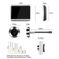 1080P Wifi Smart Cat Eye Video Doorbell With 4.3 Colour Screen And Hidden Graffiti Design - Black thumbnail