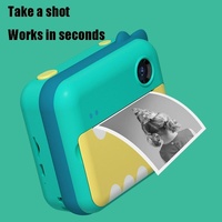 Children's Instant Camera with Dual-lens and Mini Print - Green Dinosaur - Pink Cat 16Gb thumbnail