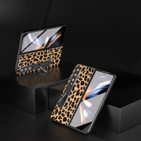 Leopard Print Phone Case with Holder for Samsung Galaxy z Fold 4 / 5g - Gold thumbnail
