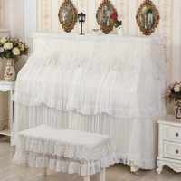 White Lace Piano Dust Cover - Embroidered Full Size Double Seats 153x33x120 thumbnail