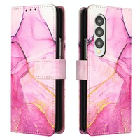 Marble Leather Flip Case for Samsung Galaxy z Fold 4 - Pink Purple Gold Ls001 thumbnail