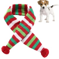 Dog Scarf Christmas Pet Accessories Winter Warmth Pet Scarf - Size M Red And Green Stripes thumbnail