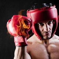 Competition Sparring Boxing Helmet For Head Protection - Red With Mask - L thumbnail