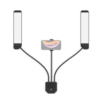 Portable Double Arm Fill Light with Phone Clip - Adjustable Brightness Black thumbnail