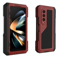 Waterproof Metal Phone Case with Folding Holder for Samsung Galaxy z Fold 4 - Red thumbnail