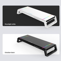 Foldable Laptop Stand with Rgb Lighting & Usb Expansion - Monitor Rack - Obsidian Black thumbnail