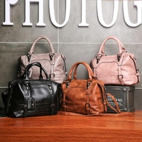 Soft Faced Casual Handbag - Large Diagonal Shoulder Bag - Pink thumbnail