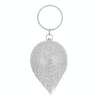 Crystal Tassel Clutch for Weddings and Parties - Gold Crystal Bag thumbnail