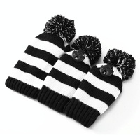 Set of 3 Knitted Golf Club Covers - Black thumbnail