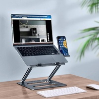 Adjustable Metal Notebook Stand - Gray Desktop Support thumbnail