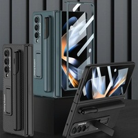 Leather Case with Holder & Pen Slots for Samsung Galaxy z Fold 4 - Thin & Shockproof - Black thumbnail