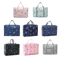 Waterproof Foldable Travel Bag - Compact & Durable - Navy Blue Flamingo thumbnail
