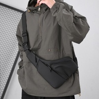Leather Anti Theft Triangle Bag Secure Crossbody Chest Bag - Black thumbnail